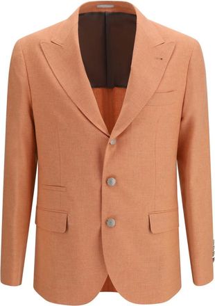 Brunello Cucinelli Orange Peaked Lapel Blazer