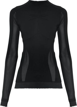 The Attico Top met transparante inzetstukken - Dames - Longsleeves - Zwart - 2XS - Tops