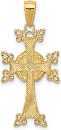 Diamond2Deal 14k Yellow Gold Polished Textured Armenian Cross Pendant