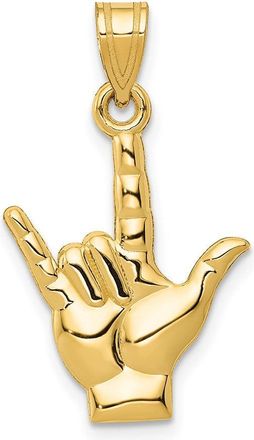 Diamond2Deal 14k Yellow Gold Polished I Love You Hand/Sign Language Charm Pendant