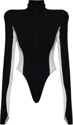 Dsquared2 Tops, Dames, Zwart, 2Xs, Leer, Body met ingebouwde schoudervullingen
