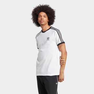 adidas T-Shirt ADIDAS ORIGINALS 3-STRIPES TEE, Herren, Gr. XS, weiss (wei&szlig;), Obermaterial: 100% Baumwolle, bestickt, normal, Rundhals, Shirts T-Shirt, schmal
