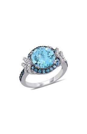 Delmar Sterling Silver Blue Topaz & Diamond Ring at Nordstrom Rack, Size 8