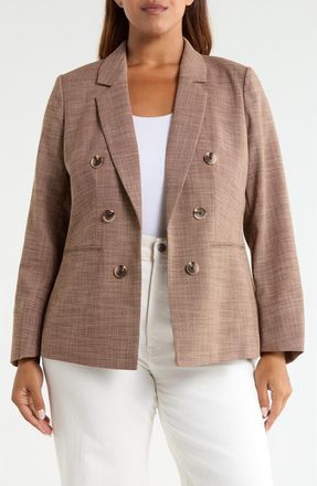 Jones New York Double Breasted Blazer in Fudge Multi at Nordstrom, Size 1X