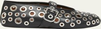 Alaia Grommet Leather Ballet Flats