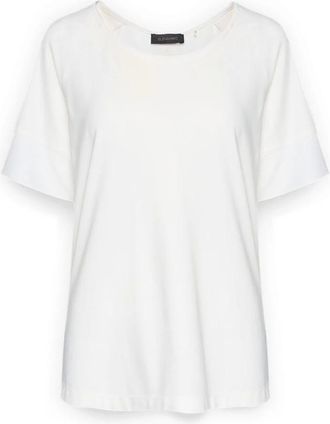 Elena Miro Tops, Dames, Wit, L, Nylon, T-shirt met knopen op de rug