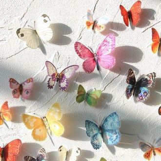 OEM 24 Sombras De Mariposas Entre Flores, Mariposa Realista, Serie De Acuarelas, Pegatinas De Pared De Mariposas 3d
