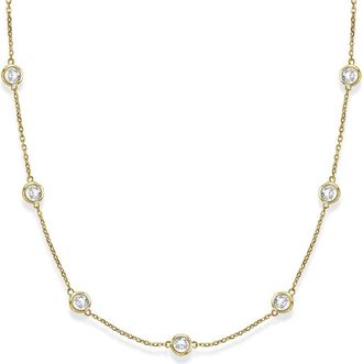 Allurez Natural Diamond Station Necklace Bezel-Set 14k in Yellow Gold at Nordstrom, Size 18