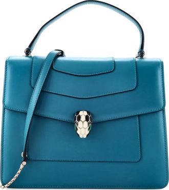 Bulgari Serpenti Forever leren medium tas met handgreep - Blauw