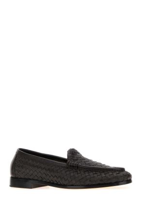Bottega Veneta Mens Dark Brown Leather Silenzio Loafers Espesso Mocassini
