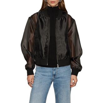Sanctuary Shane Organza Bomber Jacket in Black at Nordstrom Rack, Size Large P