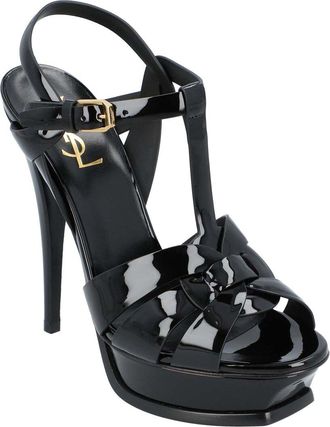 Saint Laurent Womens Calfskin Tribute Platform Sandal, Never Worn (Authentic Pre-Loved)