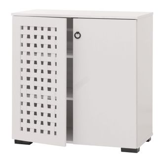 Hhg Nunca Usado] C&oacute;moda Hhg 355, Aparador Aparador, Dise&ntilde;o De Mimbre 3d 2 Puertas 3 Compartimentos De Almacenamiento Con Cierre Suave, 82x80x37cm, Blanco