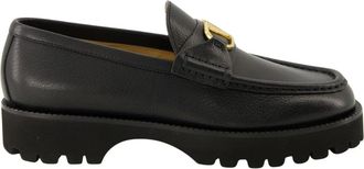 Valentino Garavani Schoenen, Dames, Zwart, 39 EU, Leer, VLogo Moccasins