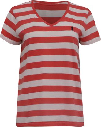 Ralph Lauren V-Neck Striped T-Shirt in Multicolor Cotton
