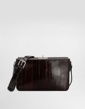 Dolce & Gabbana Marlene Eel Leather Shoulder Bag - Man Crossbody Bags Brown Onesize