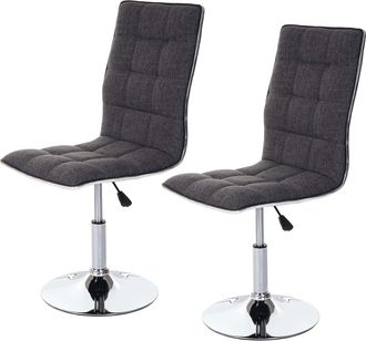 Hhg Hhg - Nunca Usado] Juego De 2 Sillas De Comedor 616, Silla De Cocina, Giratoria Regulable En Altura, Tela/textil Mvg, Gris