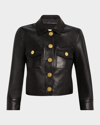 L'agence Kumi Cropped Leather Jacket