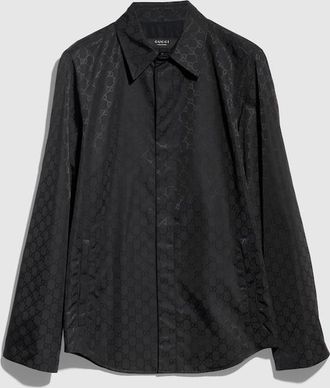 Gucci GG Light Silk Faille Jacket, Size 44, Black