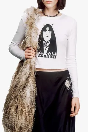 Anna Sui Devil Tees Long Sleeve T-Shirt in White at Nordstrom, Size Medium
