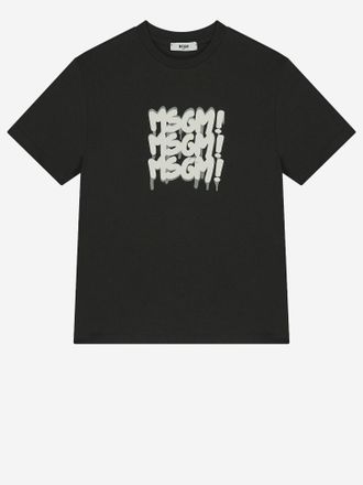 Msgm Cotton Logo-Print T-Shirt - Black