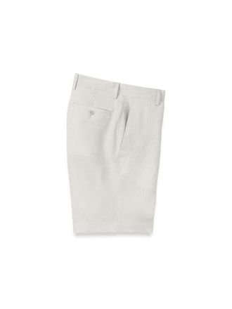 Paul Fredrick Linen Chambray Twill Flat Front Shorts in Ivory at Nordstrom, Size 37