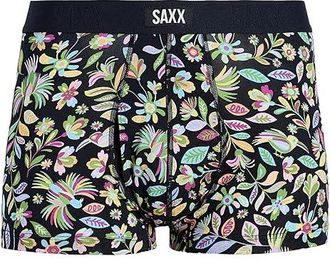 Saxx Underwear Vibe Xtra Soft Comfort Trunk Fly Mens Underwear Amate Garden/Black : 2XL, Elastane/Viscose