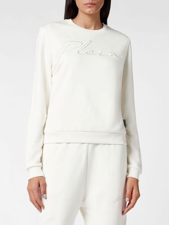 Philipp Plein Crewneck Jersey Jumper with Tone-on-Tone Embroidered Logo