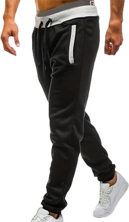 Generic Mens Fleece Joggers Loose Fit Cuffed Leg Tracksuit Bottoms Men, Winter Warm Lined Sweatpants with Drawstring, Mens Thermal Trousers for Gym & Lounge M