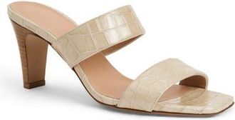 Bruno Magli Vezza Embossed Slide Sandal in Sand Patent/Croc at Nordstrom, Size 10.5