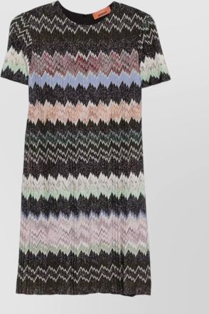 Missoni short dress zigzag knit round neckline