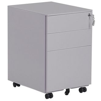 Beliani Beliani - Armario De Metal Gris Claro 3 Cajones Ruedas Cerradura Industrial Oficina Cami