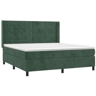 vidaXL Vidaxl - Cama Box Spring Con Colch&oacute;n Terciopelo Verde Oscuro 160x200 Cm