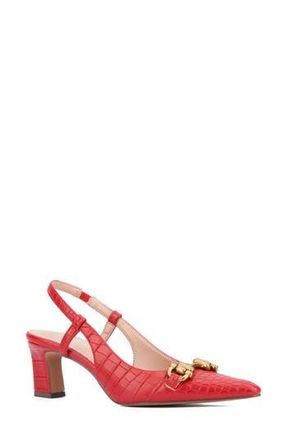 New York & Company Ilona Horsebit Slingback Pump in Red Croc at Nordstrom Rack, Size 7.5