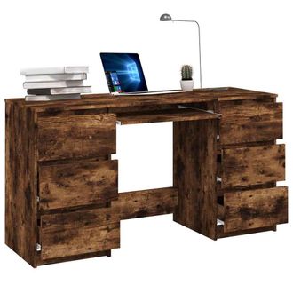 Berkfield Home Decorative Writing Desk Smoked Oak 140x50x77 cm Engineered Wood in Brown | Size: 140 x 50 x 77 cm