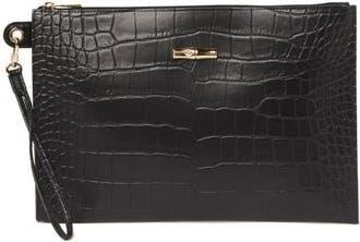 Longchamp Croc Embossed Leather Wristlet in Black at Nordstrom Rack