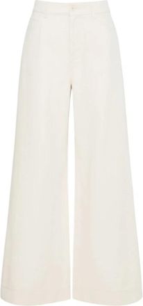 Max Mara Broek met wijde pijpen en vijf zakken - Dames - Loose Fit Jeans - Wit - 2XS - Katoen - Jeans