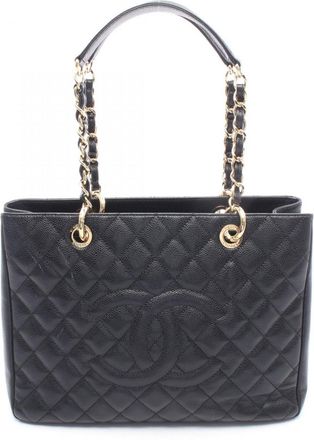 Chanel Black Grained Calfskin Handbag Tote Bag (Pre-Owned)
