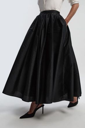 Karen Millen Taffeta Woven Maxi Skirt in Black at Nordstrom, Size 10