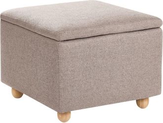 Beliani Storage Pouffe Beige Fabric Water-repellent Finish Upholstered Footstool with Storage Hallway Seat FERNDALE