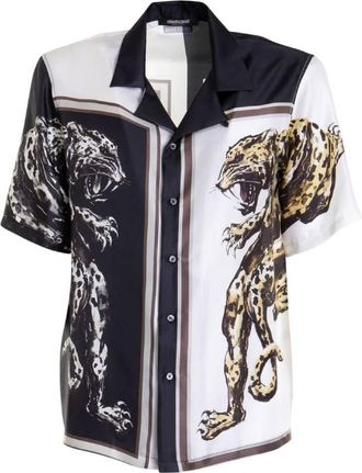 Roberto Cavalli Animal Print Silk Shirt, Brand Size 46 ( US Size 36 )