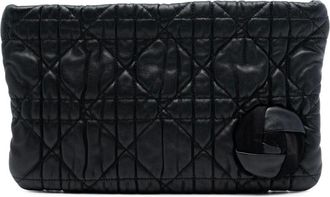 Dior Pre-owned Clutches, female, Black, Size: ONE SIZE Pre-owned Quilted Leather Clutch