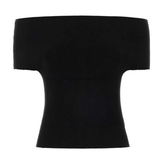 Magda Butrym Blouses, female, Black, Size: XS Reversible Off-Shoulder Knit Top