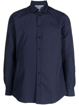 Moschino logo-embroidered cotton shirt - men - Cotton - 42 - Blue