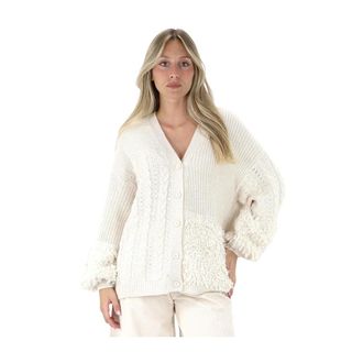 Kaos C&aacute;rdigan oversize con textura decorativa - Knitwear - Mujer - Beige - L