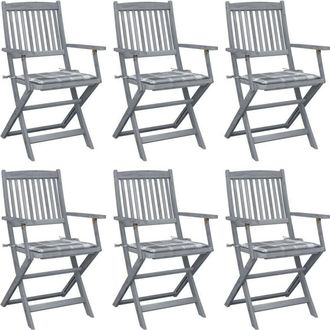 vidaXL Vidaxl - Sillas De Jard&iacute;n Plegables 6 Uds Cojines Madera Maciza Acacia