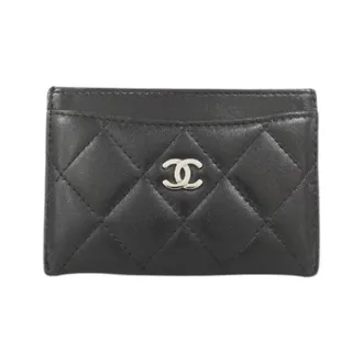 Chanel Pre-owned Wallets, female, Black, Size: ONE SIZE Pre-owned Timeless Classic Lambskin Card Case