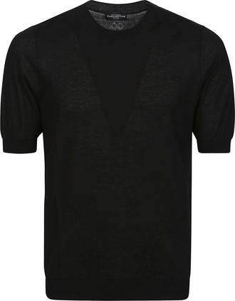 Ballantyne Short Sleeve Black Cotton Top
