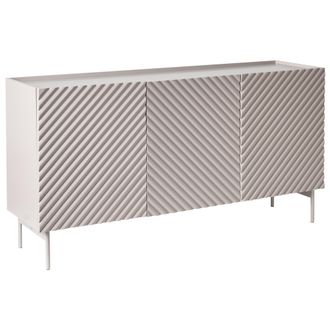 Beliani Aparador Moderno De 3 Puertas Sal&oacute;n Dormitorio Patas De Metal Mdf Beige Claro Yaraka