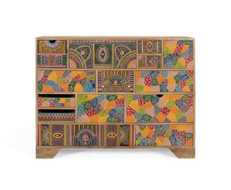 Giner&Colomer C&oacute;moda en madera de mango y detalles pintados a mano 120 cm